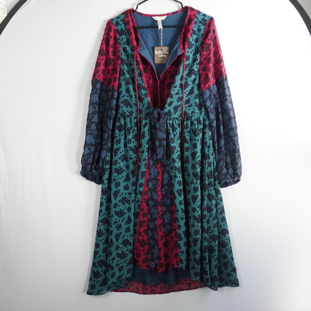 Matilda Jane LITTLE PARTY Long‎ Sleeve Floral Print Multicolor Boho Tie Neck NWT